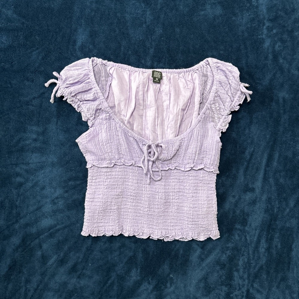 Urban Outfitters Womens Smocked Top Size M Purple Babydoll Peasant Renaissance